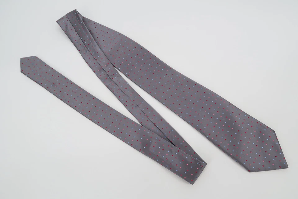 Charvet Place Vendome Tie Silver Multicolor Polka Dots 100% Silk France Necktie - Image 4 of 4
