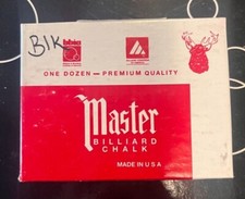 1 BOX  12 PIECES  NEW BLACK MASTER CHALK PACK - POOL  BILLIARD CUE CHALK
