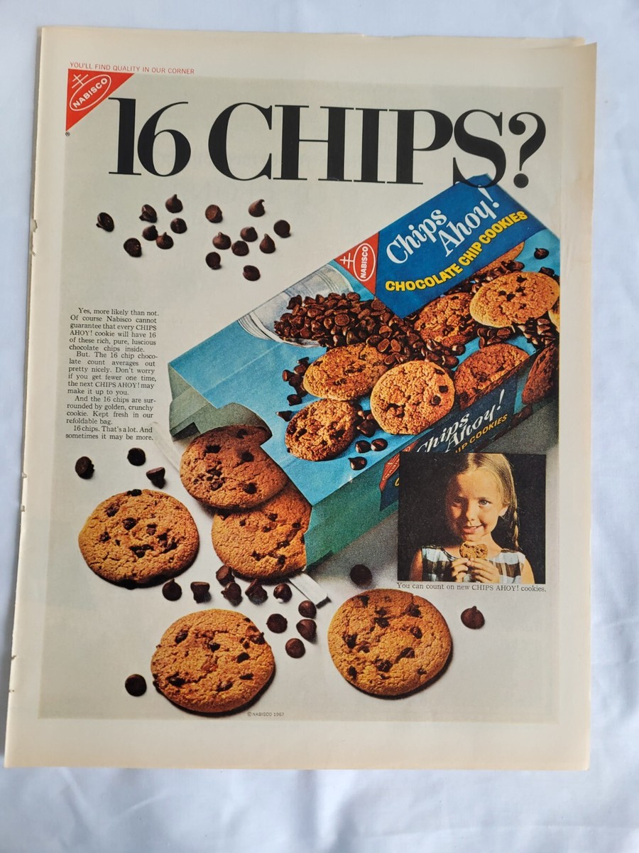 VTG 1967 Original Magazine Ad Nabisco Chips Ahoy Cookies 16 Chips