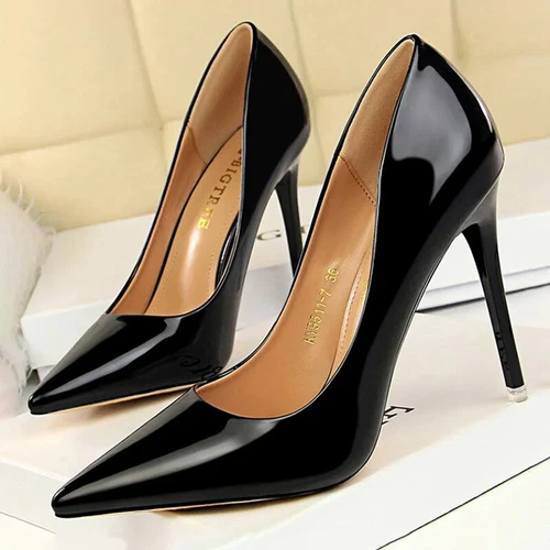Scarpe donna decolte vernice pelle tacco alto a punta stiletto sexy matrimonio - Foto 5 di 45