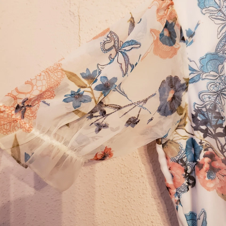 Vestido Floral Lapis Anthropologie Primavera Boho Gitano Romántico Transparente Para Mujer Grande Foto 4 de 4