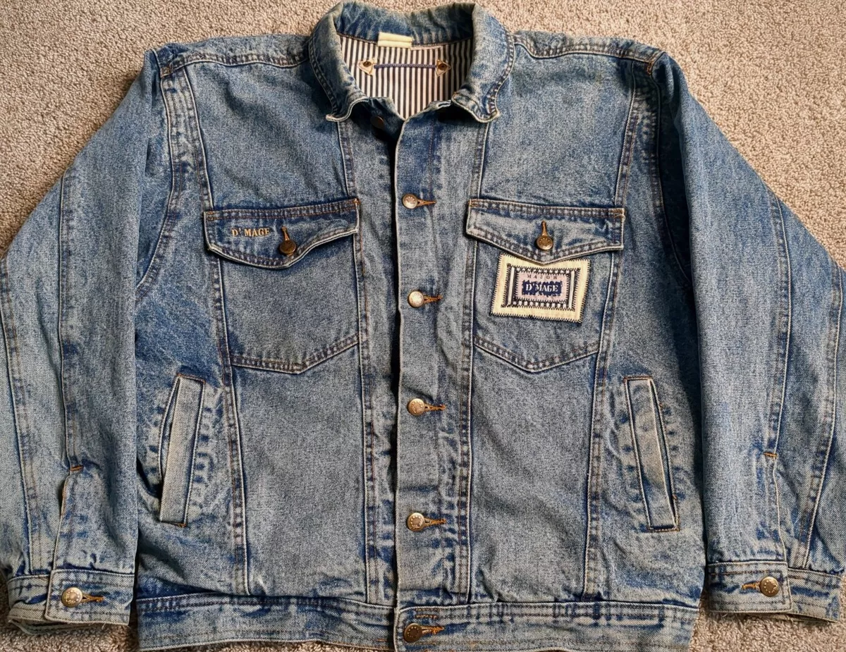 Vintage Major D'mage Damage Denim Biker Jacket 90s Grunge Lined Button  Faded LRG