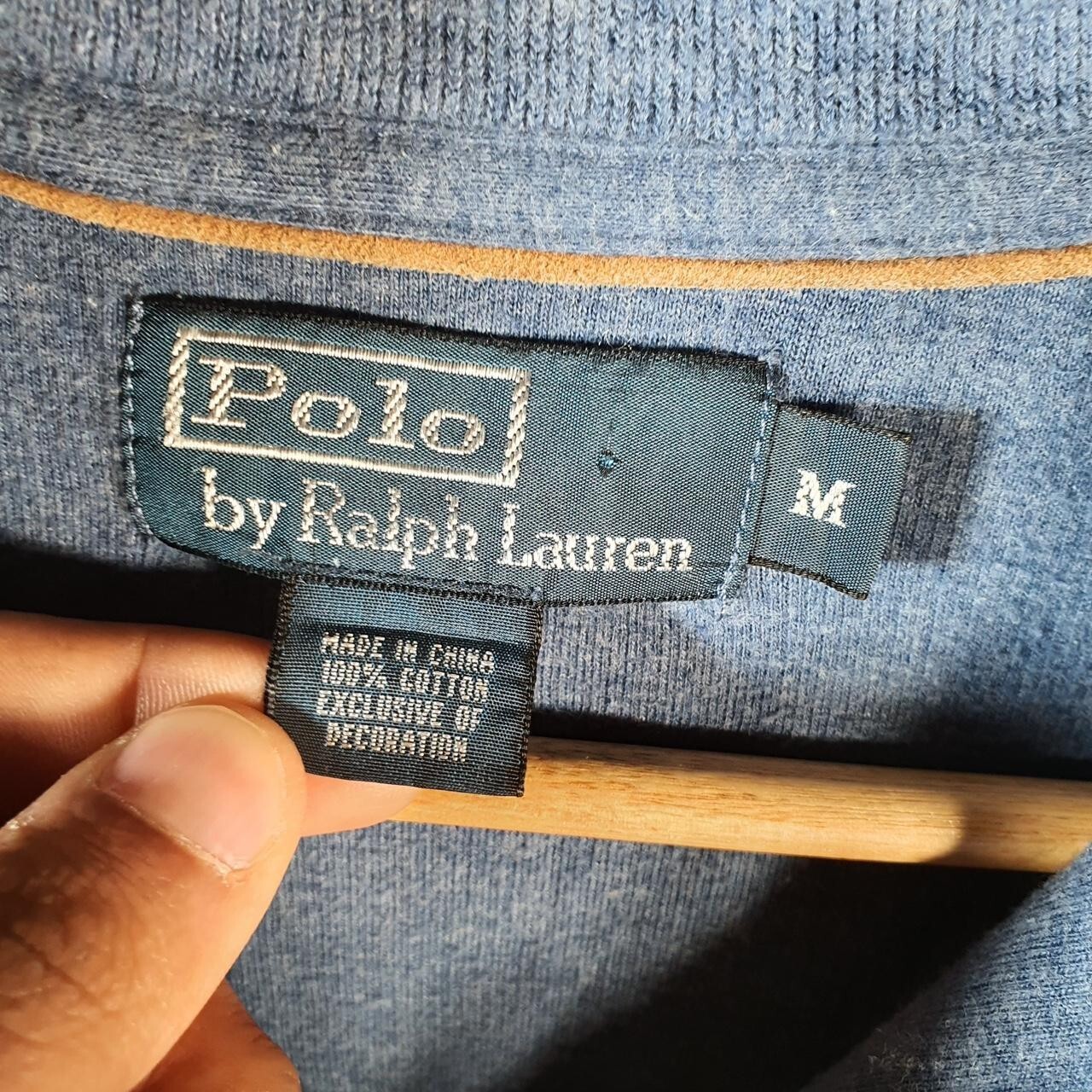 Polo Ralph Lauren vintage 1 4 zip felpa uomo blu medio pullover pony