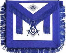 Handcrafted 100% Lambskin Masonic Master Mason Blue Lodge Apron with Blue Fringe