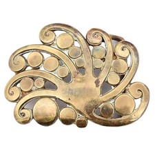 Hippie Bubble Swirl Art Abstract Solid Brass 1970s Vintage Belt Buckle