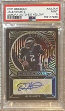 2021 OBSIDIAN AURORA ELECTRIC ETCH YELLOW JALEN HURTS  AUTOGRAPH  /15~PSA 9~RARE