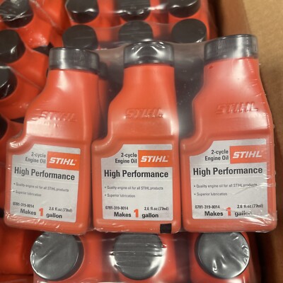 STIHL HIGH PERFORMANCE 2-CYCLE ENGINE OIL, 2.5 GAL MIX 6.4 OUNCE BOTTLES, 48 CS