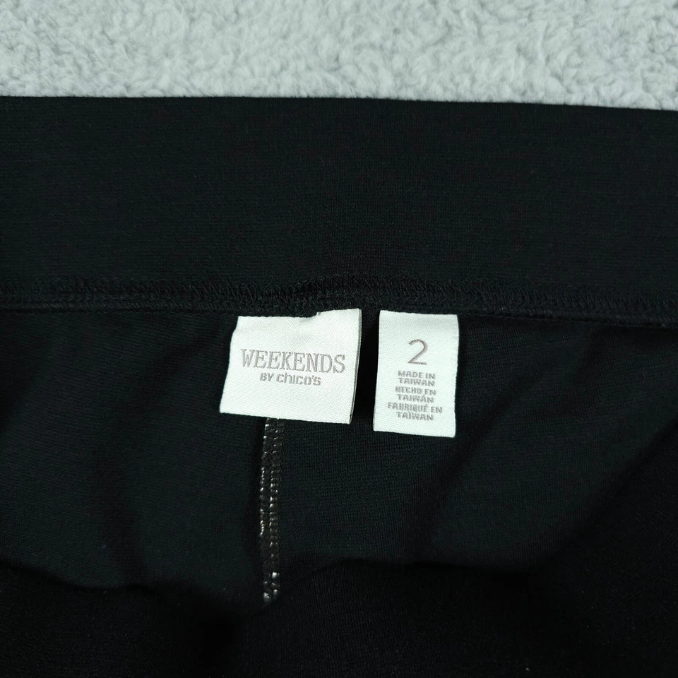 Weekends by Chicos Pantalones Mujer 2 EE. UU. Grande Negro Estribo Pull On Leggings Elastizados Foto 3 de 4