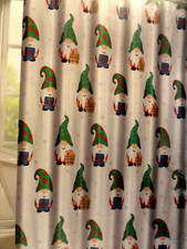 13 pc Holiday CHRISTMAS FABRIC SHOWER CURTAIN Whimsical GNOMES presents FUN LOOK