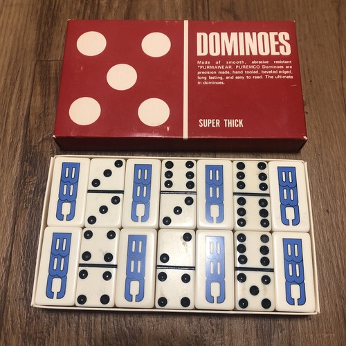 Vintage Purmeco Super Thick Face White Dated 1983 Marblelike Dominoes Waco Texas