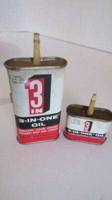 3-IN-ONE Oil Vintage Oil Can 3 oz Handy Household Oiler 3-in-1 Three in ...