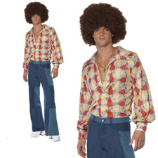 1970s Disco Man Hippy Costume Retro Hippie Fancy Dress Outfit Stag New