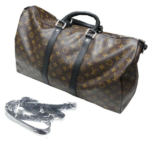 LOUIS VUITTON Keepall Bandouliere 45 Monogram Macassar Boston Bag Brown  Black | eBay