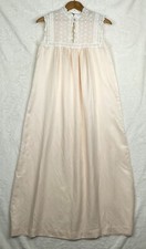 Vintage Christian Dior Lingerie Long Nightgown Eyelet Lace Sz P Small Peach