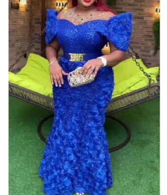 blue evening dresses south africa Royal Blue African American Prom Dresses Mermaid Halter Sequins Beaded –  mermelo main image 1