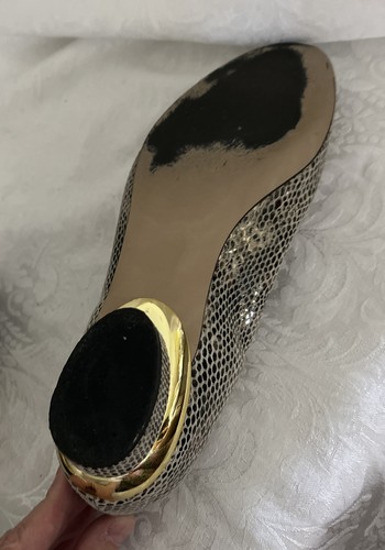 Vtg California Magdesians Animal Print Gold Accent Low Heels 8m - Picture 7 of 10