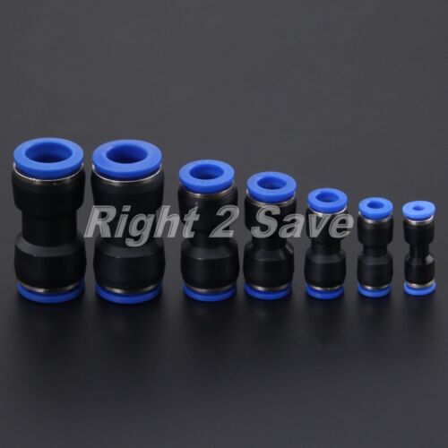 Pneumatic Hose Straight Union Push In Fittings for Air/Water Hose & Tube 4-16mm - Photo 1 sur 13