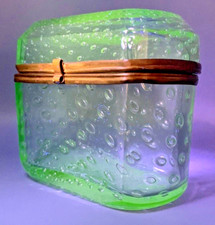 UV GLOW MANGANESE GLASS BOX CASKET CONTROL BUBBLE BOHEMIAN CZECH MOSER VANITY