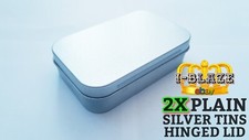 2X Tobacco, Stash, Storage, Gift Tin, Silver Tins (Hinged Lids) 