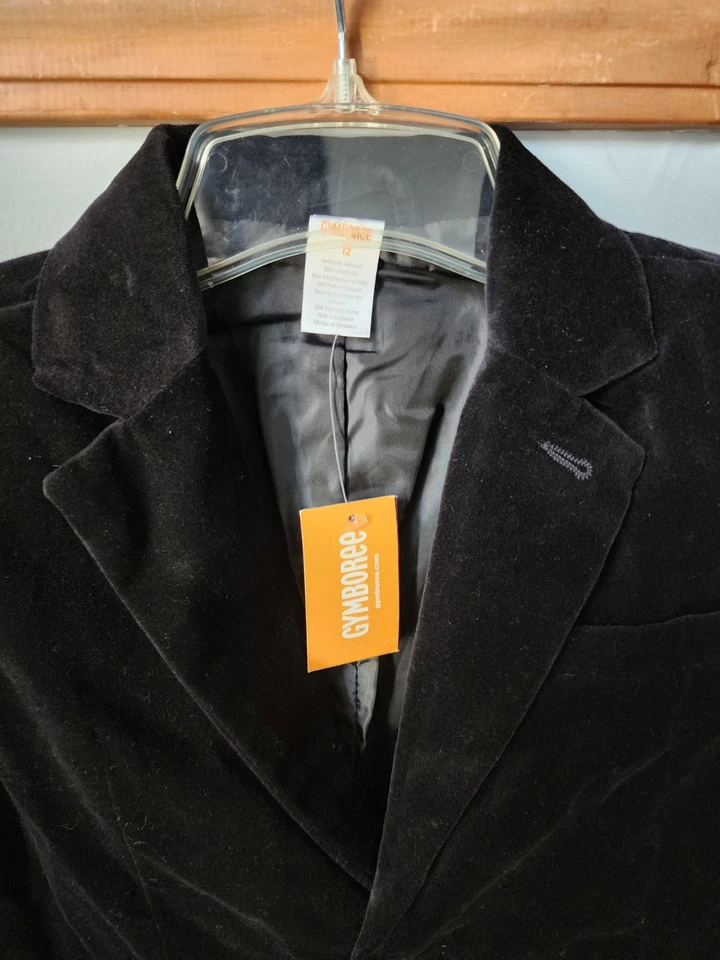 Chaqueta Blazer Gymboree CLASSICS Terciopelo Negro Pana Niño 2 Botones Talla 12 Nueva con Etiquetas Foto 4 de 4