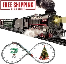 Electric Train Sets for Kids Metal Alloy Christmas Train Toys Steam Locomotive,