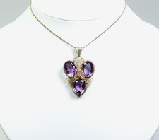 Tombak- großer antiker Anhänger - 22.50 ct Amethyste - Diamant - viktorianisch