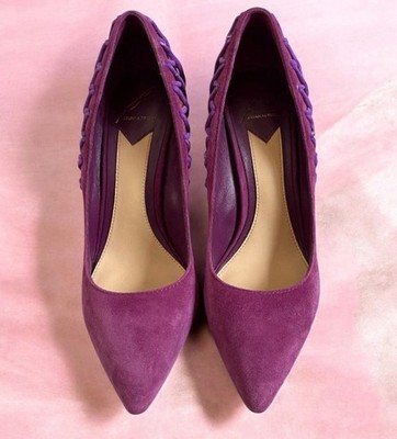 Brian Atwood Oriel Suede And Calf Hair Pointed Toe Heels Sz 8