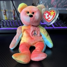 Vintage TY Beanie Babies Peace Bear China PE Pellets 102 Tush Stamp TY INC. 4053