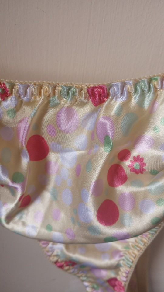 Vtg String Bikini PANTIES Liquid SATIN Second Skin PINK Metallic Foil ...