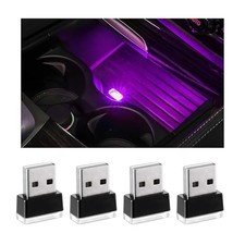 4 PCS USB LED Car Interior Atmosphere Lamp, Plug-in USB Interface Trunk Purple