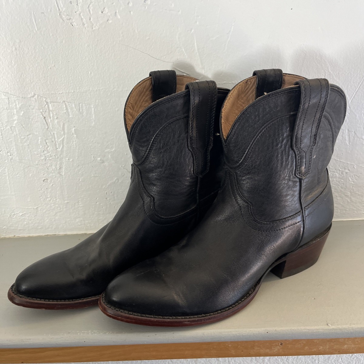 Women Tecovas Boots Leather Black Size 7.5 B \