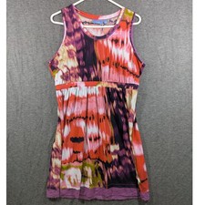 Simply Vera Wang Red Tie Dye Sleeveless Fray Hem Summer Dress Size L