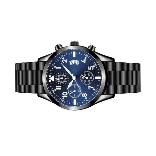 Classic Men's Fashion Calendar Quartz Watch Stainless Steel Band Luminous Watch - Picture 11 of 15