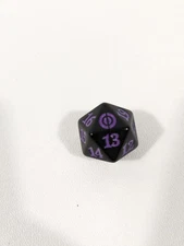 MTG d20 Spindown 20-side Life Counter die Phyrexia All Will Be Black & Purple