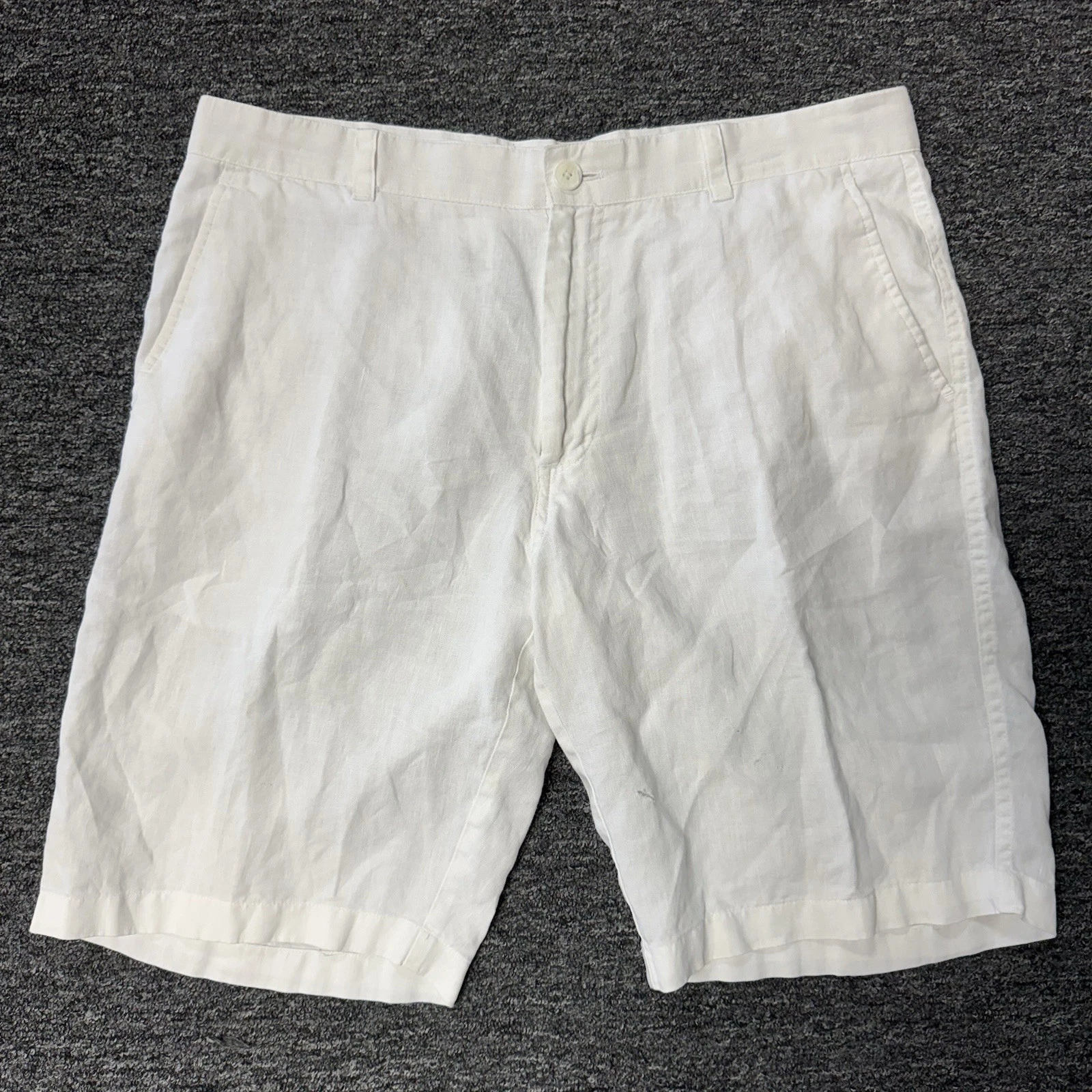 Mens INC International White Linen Casual Beach Lounge Chino Shorts - Size 34