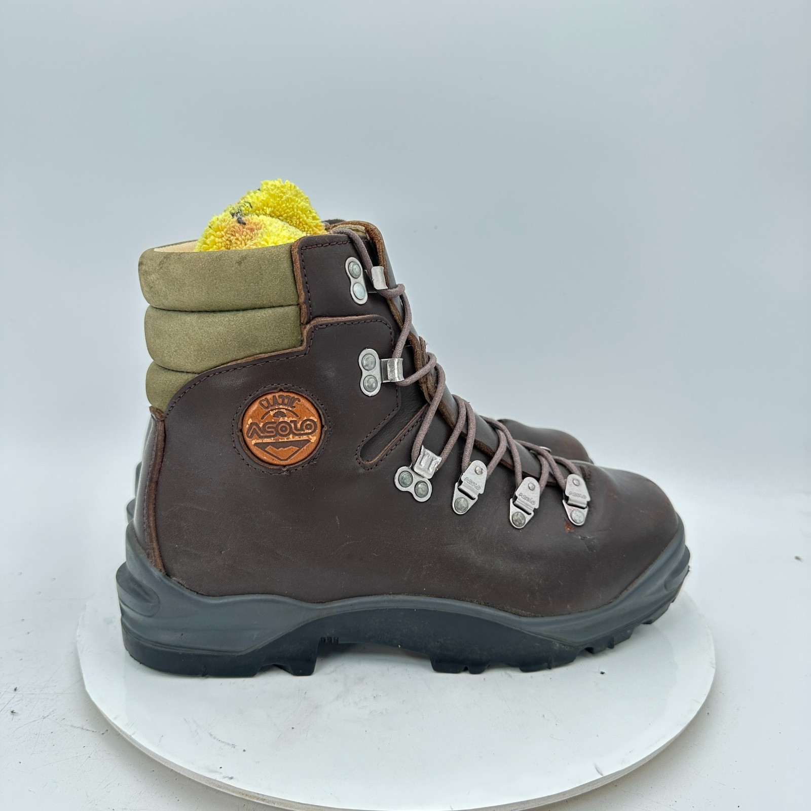 SAOLA Scarpone Asolo Classic Uomo Taglia 7 5 Pelle Marrone Suola Vibram Alpinismo Escursionismo