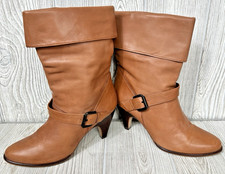 Nine West Trudy Brown Leather Cuffed Ankle Boots Women's Size 7.5 Vintage 80s