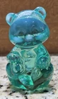 Vtg Fenton Opalescent Sea Mist Green Sitting Glass Teddy Bear