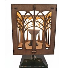 Solid Wood Lamp Shade Dark Walnut Finish E27 ES Flat Pack Archetectural trees