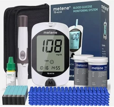2026 NEW Metene TD-4116 Blood Glucose Monitor / 100 Strips 100 Lancets /Complete