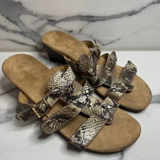 Vionic Women's Brown Reptile Hook Loop Comfort Wedge Radia Sandals Sz 11