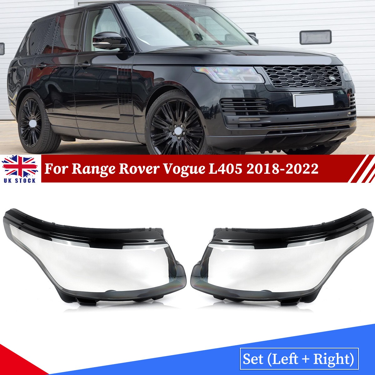 Pair Headlight Lens Cover Shell For Land Rover Range Rover Vogue L405 2018-2022
