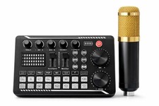 Live Sound Card Audio Mixer w/ Condenser Microphone, Voice Effects, BT, Karaoke