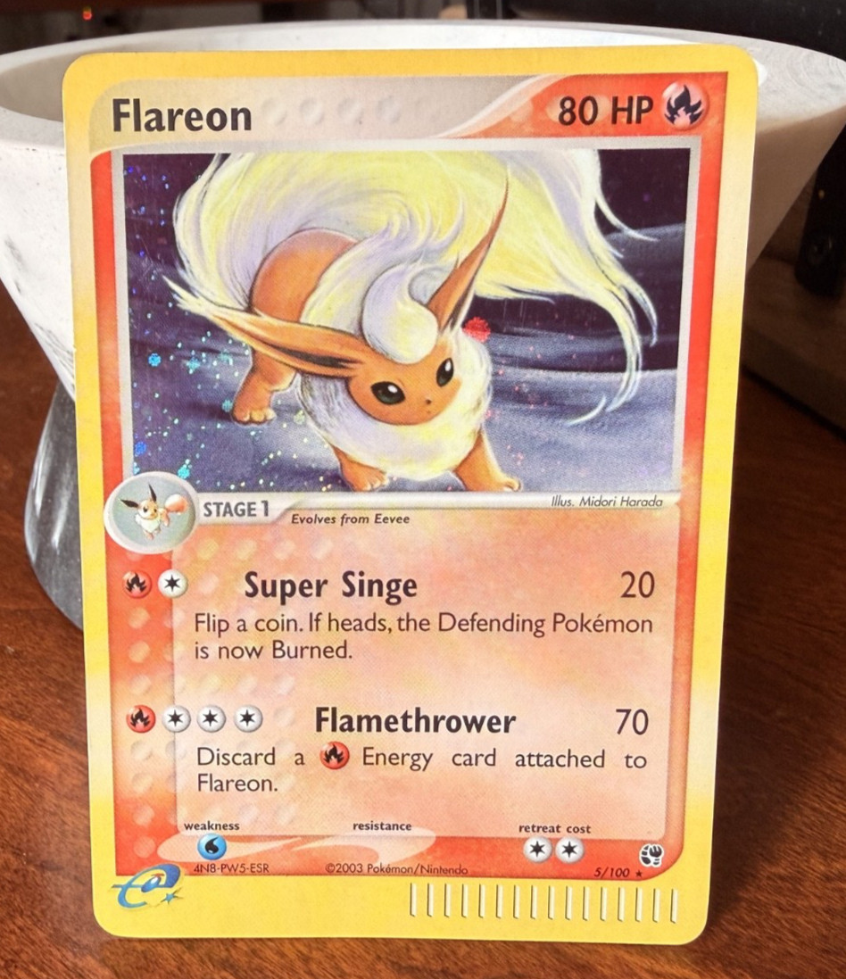 Flareon 2003 Pokemon EX Sandstorm Holo Rare #5/100 - MP