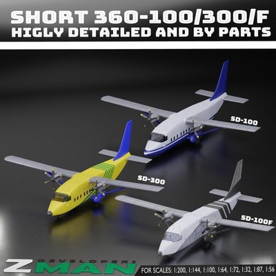 3d printed Short 360-100/300/F (6 IN 1) 3 VARIENTS plane aircraft fighter