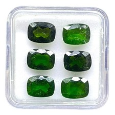 6 Pcs Natural Chrome Diopside 8x6mm Cushion Cut Vivid Green Loose Gemstones Lot