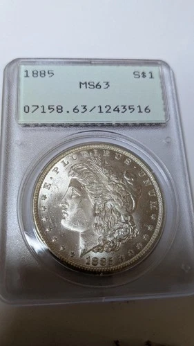 1885  PCGS MS 63 Morgan Silver Dollars OGH Uncirculated Rattler Holder