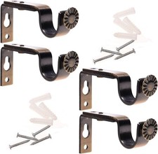 4 Pack Heavy Duty Adjustable Curtain Rod Brackets Extendable Drapery Rod Holder