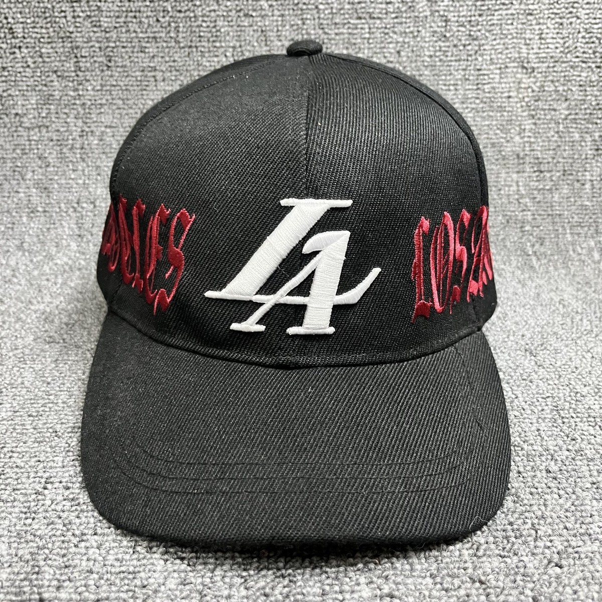 Black LA Baseball Cap Los Angeles Gothic Side Embroidery Snapback Hat