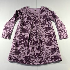 Tea Collection Dress 4 Free as a Bird Pleat Long Sleeve Purple Novelty Preppy